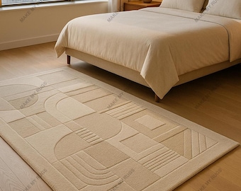 Hand-Tufted Silk Viscose Rug: Contemporary Irregular Shape