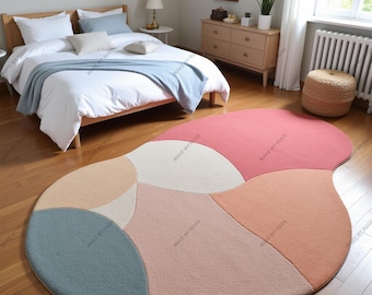 Alfombra de lana abstracta: diseño moderno hecho a mano