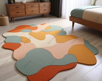 Hand-Tufted Woolen Rug: Irregular Abstract Art Carpet