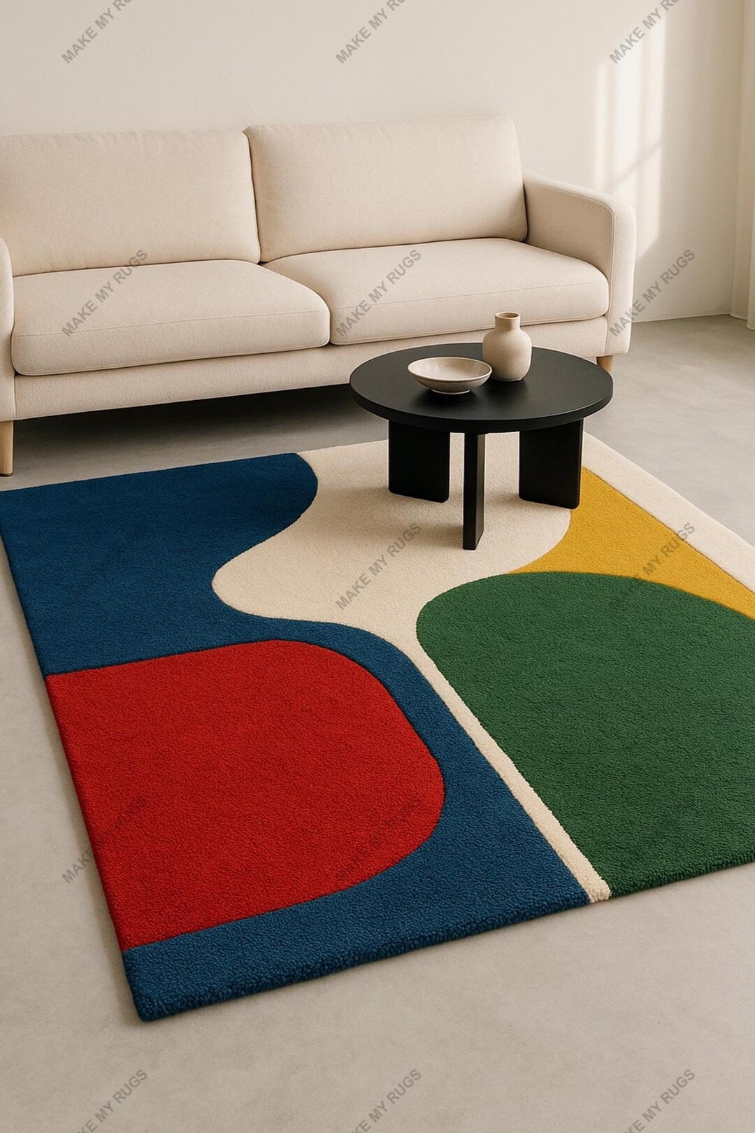 Hand-tufted Wool Rug: Modern Muted Color Abstract Rug - Etsy