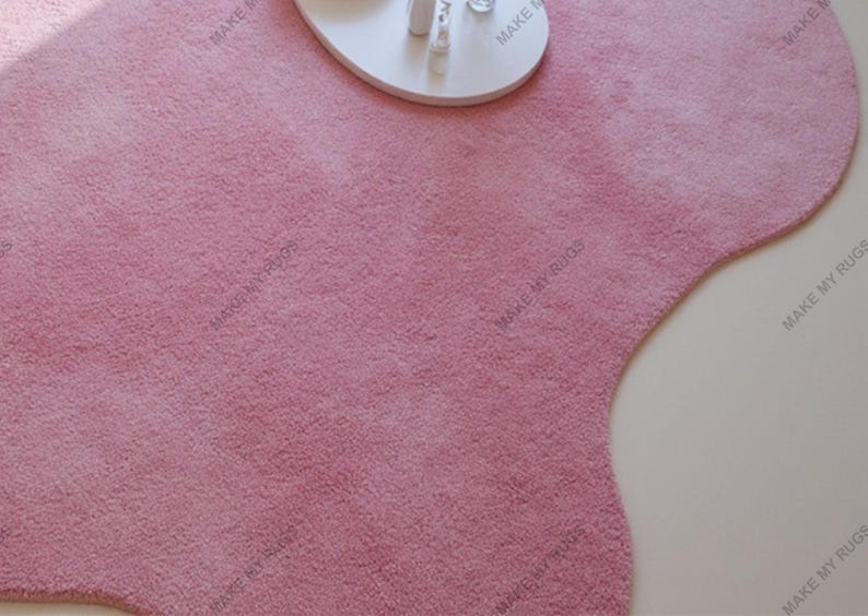Hand-tufted Irregular Pink Wool Rug: Modern Plush Carpet - Etsy