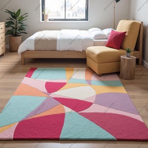 Modern Hand Made Hand Tufted Wool Rug | Living Room Rugs | Floor Rug | Handmade | Bedroom Rug shape Christmas Gift