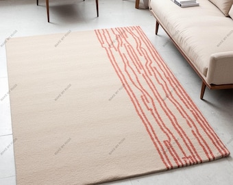 Alfombra de lana hecha a mano: moderna alfombra para sala de estar
