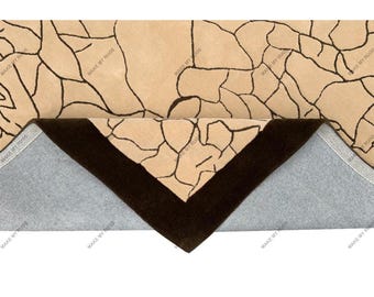 Alfombra de lana hecha a mano: diseño abstracto moderno, decoración para sala de estar.