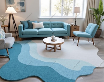 Hand-Tufted Woolen Rug: Irregular Contemporary Art Carpet