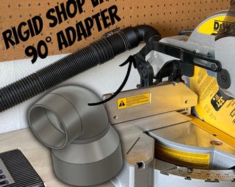 Dust Collection Adapter (90 degree) for Dewalt Miter Saw to Rigid Shop Vacuum (2.5")