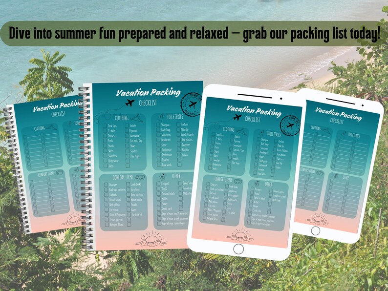 Packing List for SUMMER Vacation, EDITABLE and PRINTABLE, Travel ...
