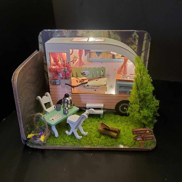 diorama scène miniature Caravane, camping