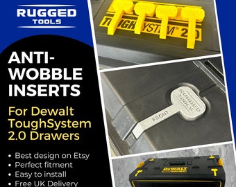 Anti-wobble inserts designed to enhance the rigidity and stabilty of Dewalt's toughsystem 2.0 tool storage drawer boxes