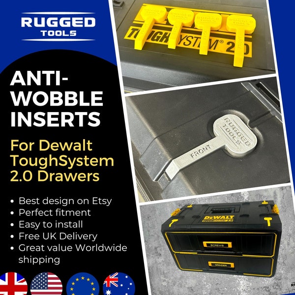 Anti-wobble inserts designed to enhance the rigidity and stabilty of Dewalt's toughsystem 2.0 tool storage drawer boxes