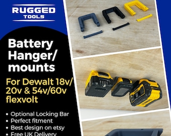 Dewalt Battery Mount Hanger Holder 18v/20v & 54v/60v with removable locking bar