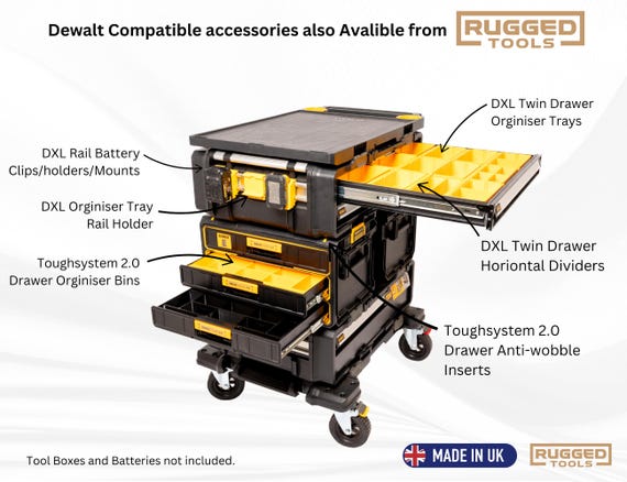 Dewalt ToughSystem 2.0 浅型/深型内部ツールボックストレイ対応仕切り 