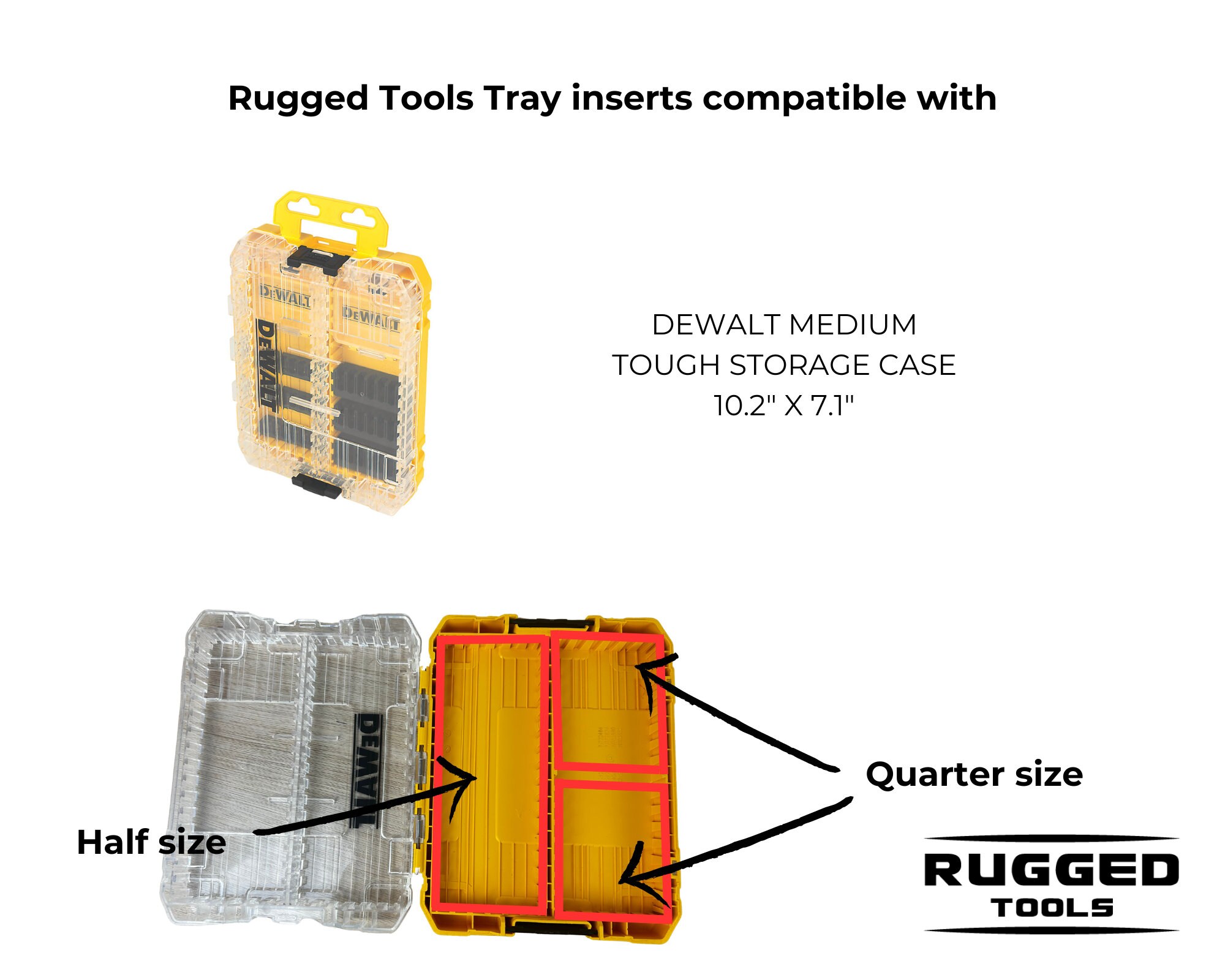 ToolCraft3d Impact Bit Organizer Insert For DEWALT Medium ToughCase (13 Comp