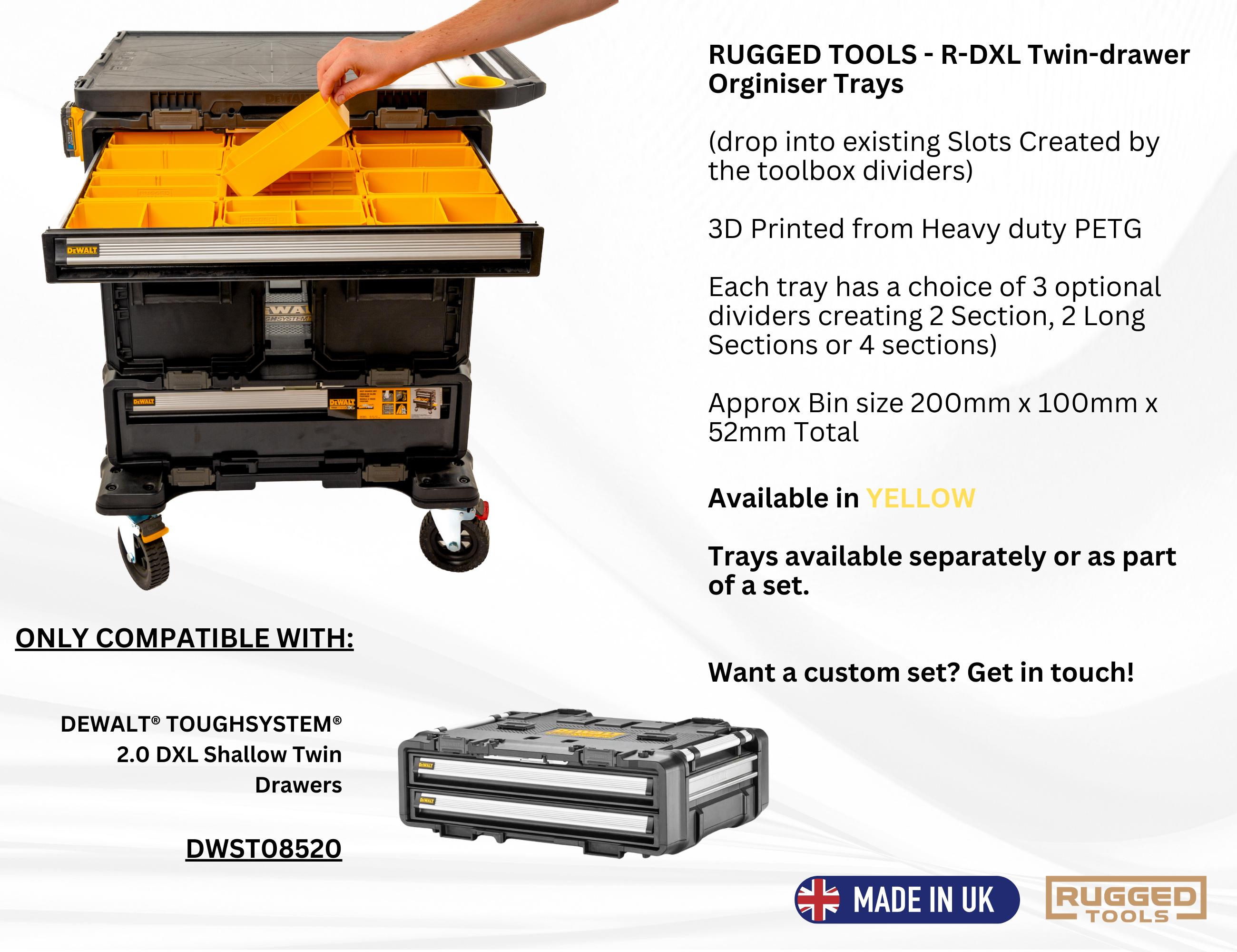 Organiser Tray With Dividers for Dewalt DXL Twin Drawer Toolbox