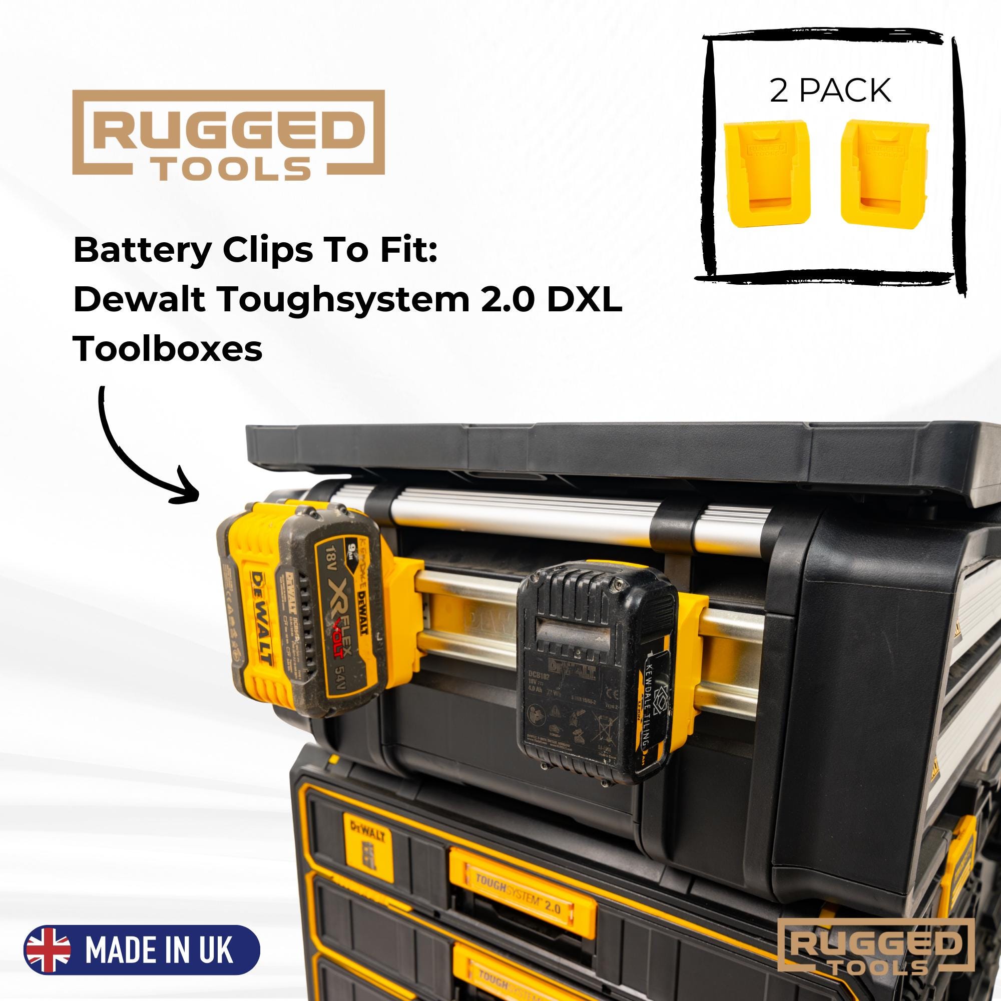 Dewalt DXL Battery 18v/20v & 54v/60v Clip 2-pack | Toughsystem 2.0