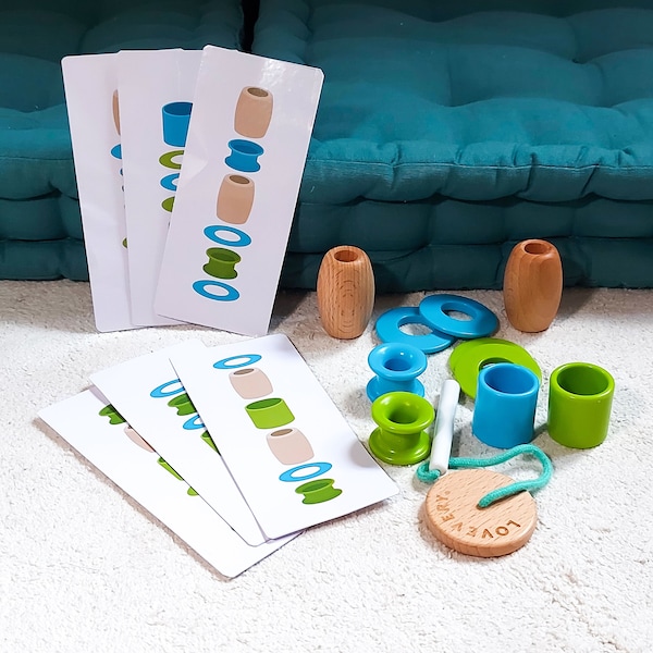 Printable "Match & thread" for the Threadable Bead Kit - Lovevery extension preschool kindergarden homeschool Montessori activity