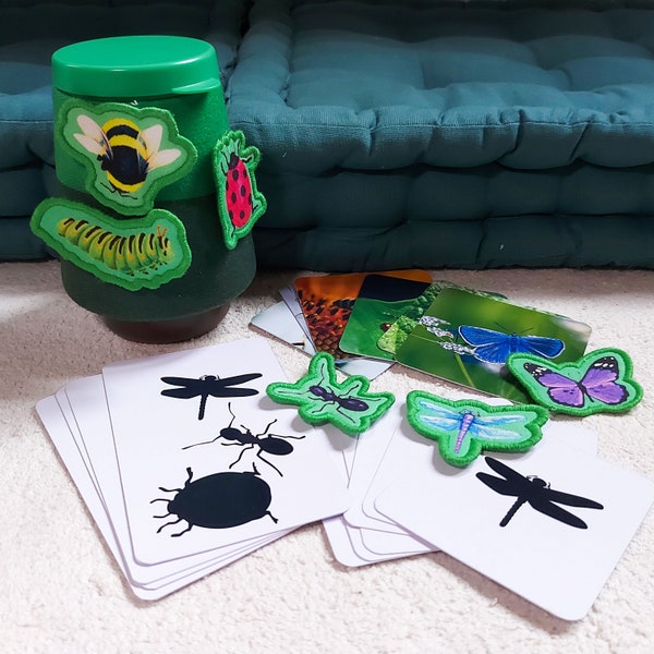 Printable shadow match, animal match for Fuzzy Bug Shrub - Lovevery extension preschool kindergarden homeschool Montessori activity