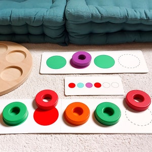 Printable Pattern repetition Matching Cards for Flexible Ring Stacker - Lovevery extension toddler montessori activities