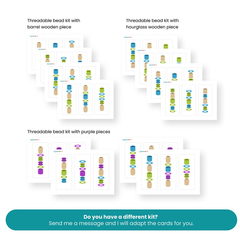 Printable match & Thread for the Threadable Bead Kit Lovevery Extension Preschool Kindergarden