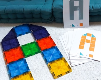 Cartes imprimables de l'alphabet pour carreaux magnétiques - Activité Montessori pour l'école maternelle et le primaire à la maison avec des cartes magnétiques