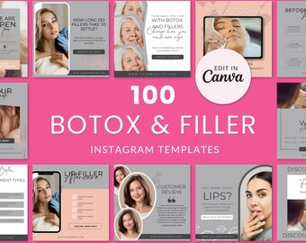 Botox and Filler Instagram Templates // Botox Instagram Posts, Esthetician Template, Nurse Injector Posts, Aesthetic Nurse, Canva Template