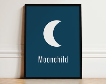 Moon artwork for celestial nursery decor. Sun, Moon, and Stars printable for your nursery. Reach for the stars with our Moon poster.