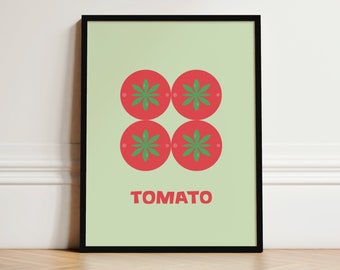 Vegetable Poster Printable in Sage Green. Perfect for your Kitchen! A great Foodie Gift. Quirky Art Printable in Mid-Century style.