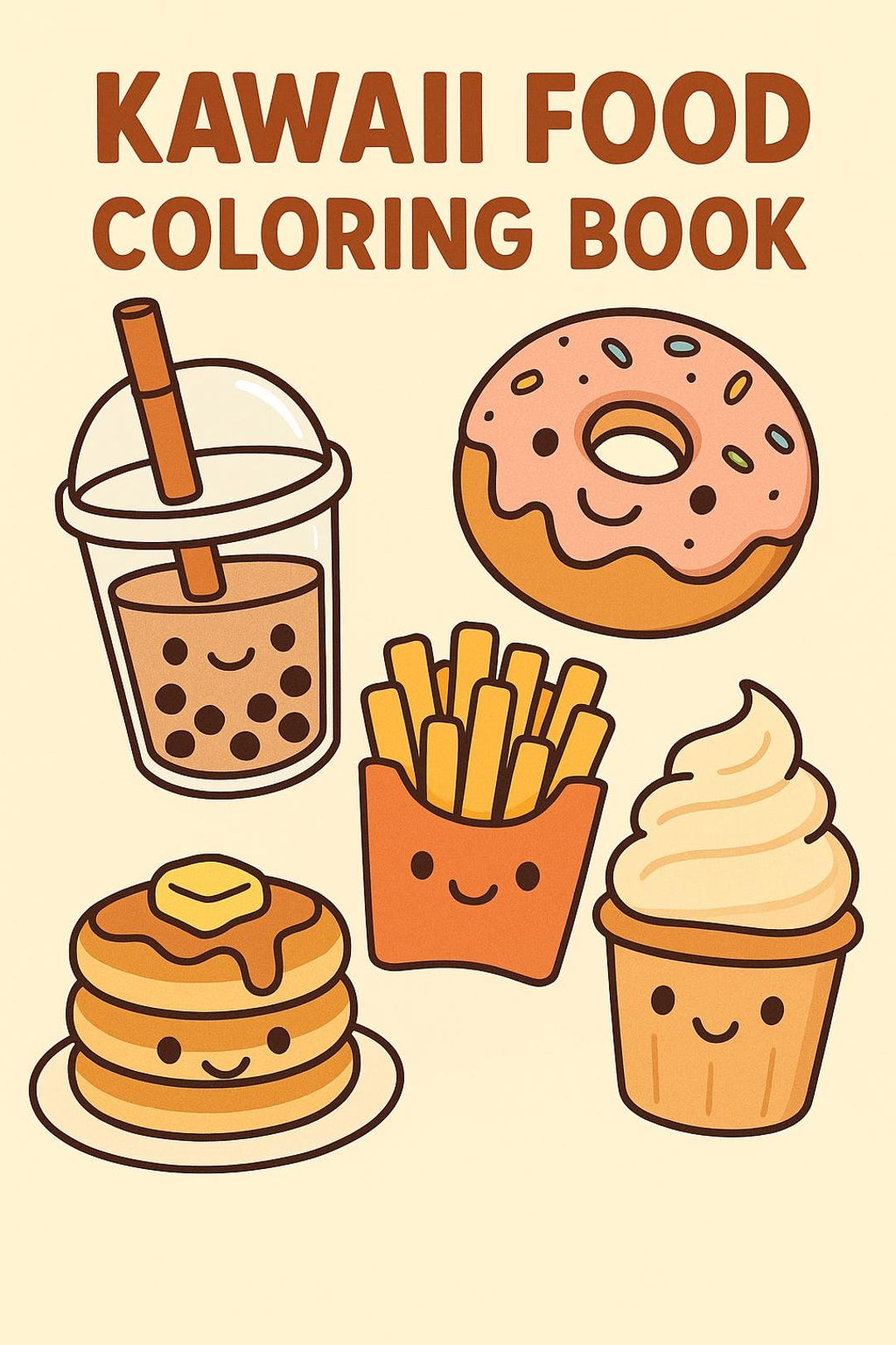 Kawaii Food Handdrawn Coloring Page Set | Cute Printable Food Art ...