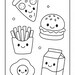 Kawaii Food Handdrawn Coloring Page Set | Cute Printable Food Art ...