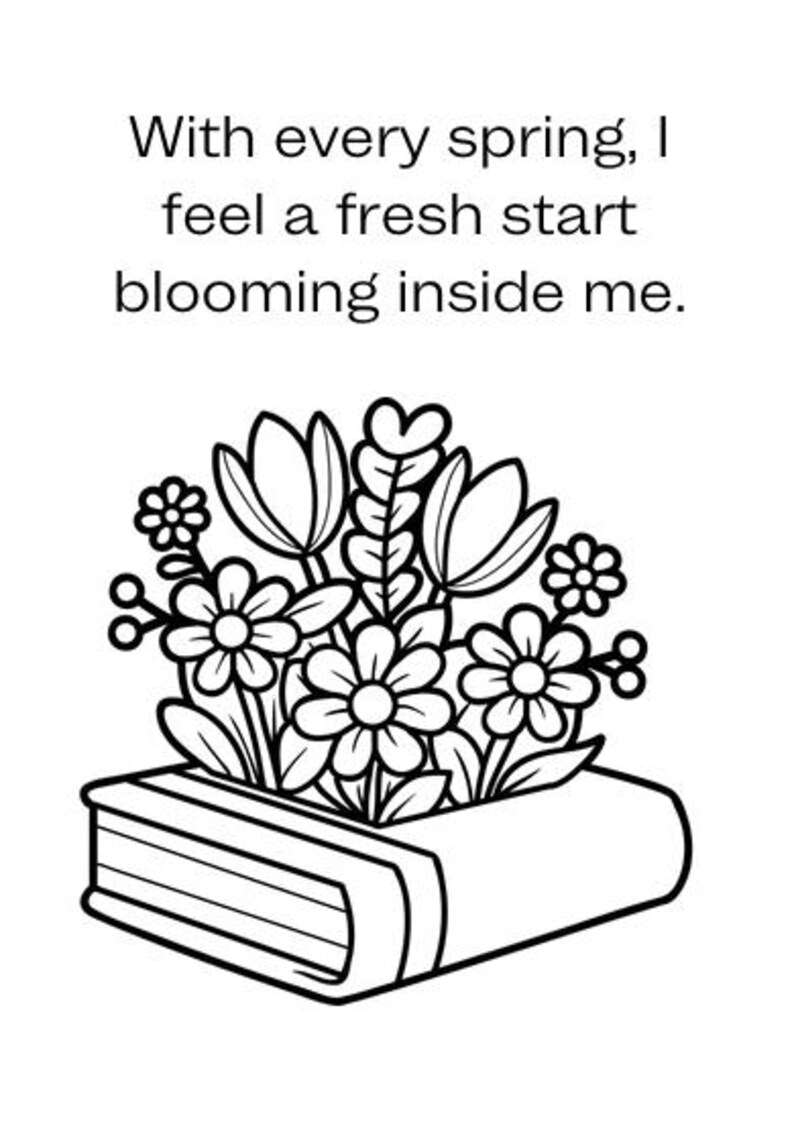 Spring Affirmations Coloring Pages – Printable Mindfulness & Positivity ...