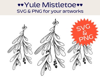 Merry Yule! Winter Mistletoe SVG makes a wonderful yule decoration and yule cards. Mistletoe Christmas Card.