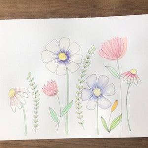 Hello Spring Original watercolour painting. Floral illustration poster. Spring art print poster. Handmade watercolor botanical print. image 2