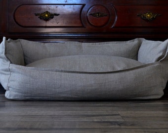 Natural Grey Sustainable / Eco Friendly Soft Linen Dog Bed