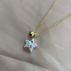 Star Pearl Pendant Chain Necklace Gift For Her