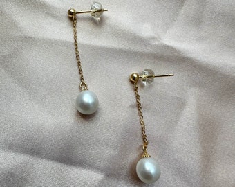 That Pearl Set Minimalist Earrings Sterling Silver Pearl Earrings Push Back  Earrings Gold Gift for her Akoya Pearl