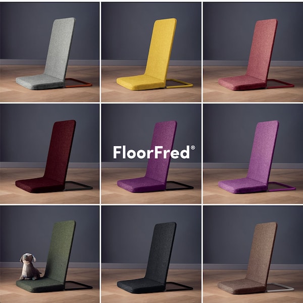 FloorFred, the ergonomic and comfy Floor chair. Foldable chair, portable and stackable. For parents, families, caretakers and pre schools.