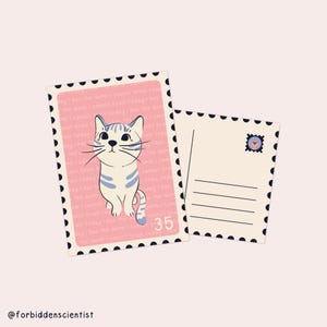 Postkarte "Derpy Cats: i cannot brain today i has the dumb" | Postkarte in Briefmarken-Optik mit lustiger Katze | Meme DIN A6 Kunstdruck