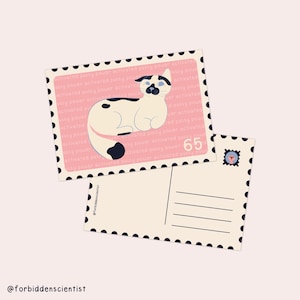 Postkarte "Derpy Cats: pussy power" | Postkarte in Briefmarken-Optik mit niedlichen Katzen-Design | Feministischer DIN A6 Kunstdruck
