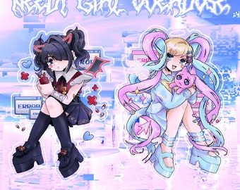 Sobredosis de chica necesitada - Encantos acrílicos holográficos de 8 cm - Ame-chan / OMGKawaiiAngel / Kawaii Anime Charms