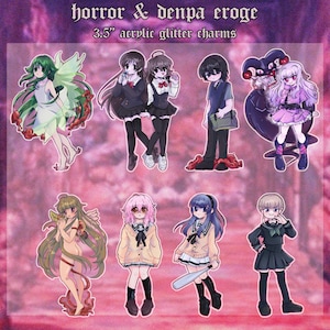 Horror/Denpa Eroge Charaktere - 9 cm Glitzer Acryl Charms - Visual Novels | BL/Yaoi | Eroge | Saya nein Uta | Süßer Pool | Totono
