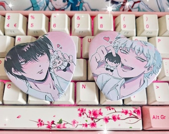 The Summer Hikaru Died - 2.25" Heart Shape Badges - Yoshiki | Hikaru | TSHD | Hikaru ga Natsu Shinda | BL