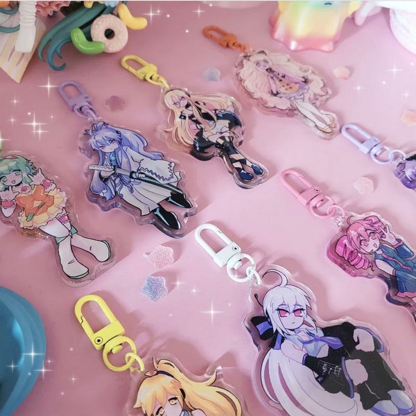 Vocal Synth Acrylic Charms - 8cm Glitter Epoxy - Vocaloid | Utau | Vsinger | Animecore | Kawaii