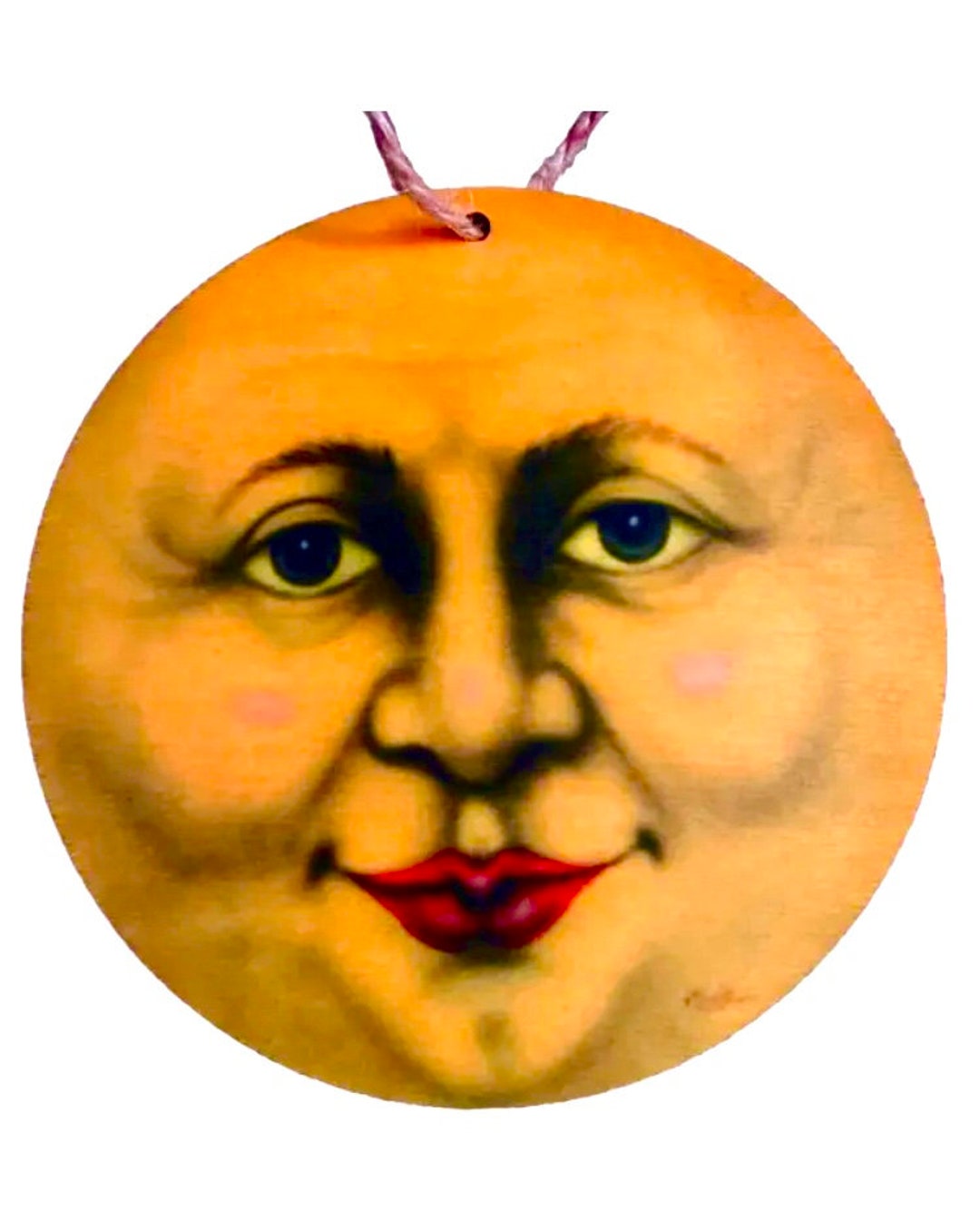 Boardwalk Originals Wooden Moon Face Ornament - Etsy