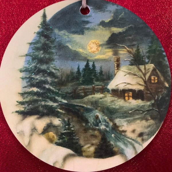 Boardwalk Originals 4” Winter Cottage Ornament. Hand Signed/Dated by Bonnie Barrett!