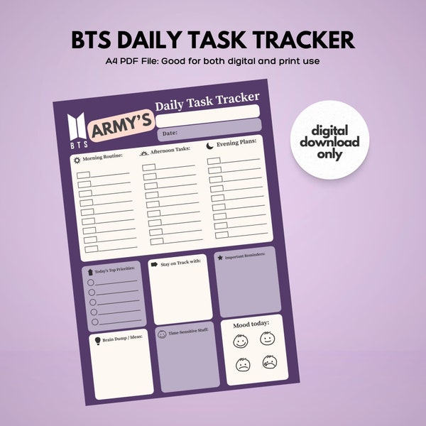 Bts Digital Planner Task Tracker Bts Merch Bts Art Bts Army Planner Bts Digital Journal Bts Print Bts Journal Kpop Journal Kpop Planner