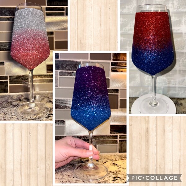 Decorated Wine Glass - Perfect Gift - Pretty Wine Glass - Glittery Wine Glass -  White Wine Glass - Gift for her - Birthday - Custom Glass