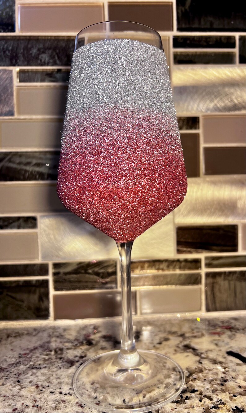 Decorated Wine Glass Perfect Gift Pretty Wine Glass Glittery Wine Glass