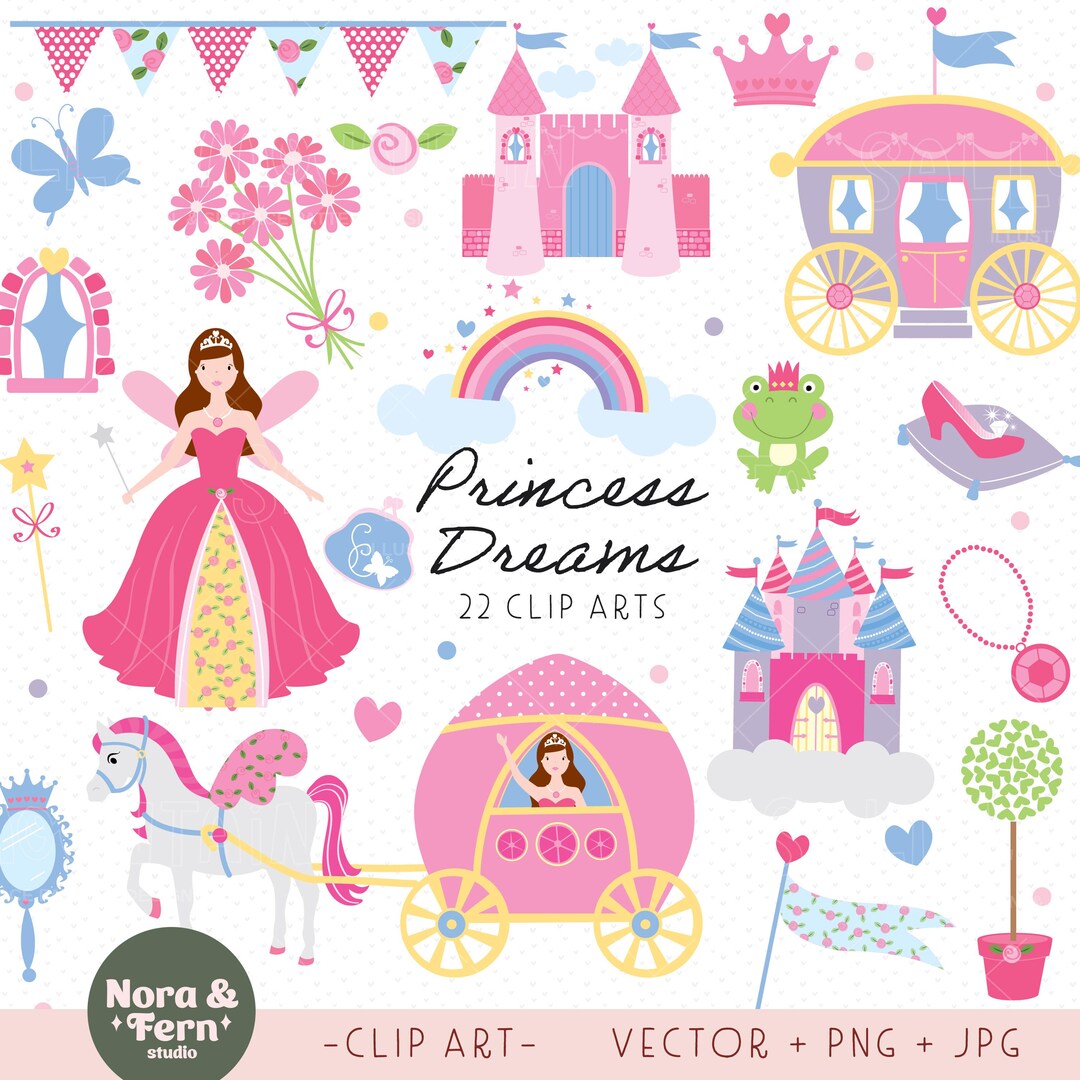 Princess Clip Art Set: Fairytale Castle and Carriage (digital Download ...