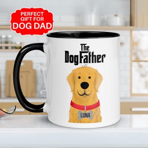 The DogFather Golden Retriever Dog Dad Mug, Gift for Fluffy Goldie Lovers, Custom Cute Dog Daddy Mug Idea