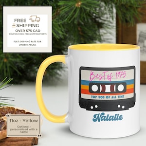 Personalized 1975 Best of Cassette Tape Mug – Retro Vibes for Milestone Birthdays, 50th Birthday Idea, Birthday Gifts For Her & For Him
